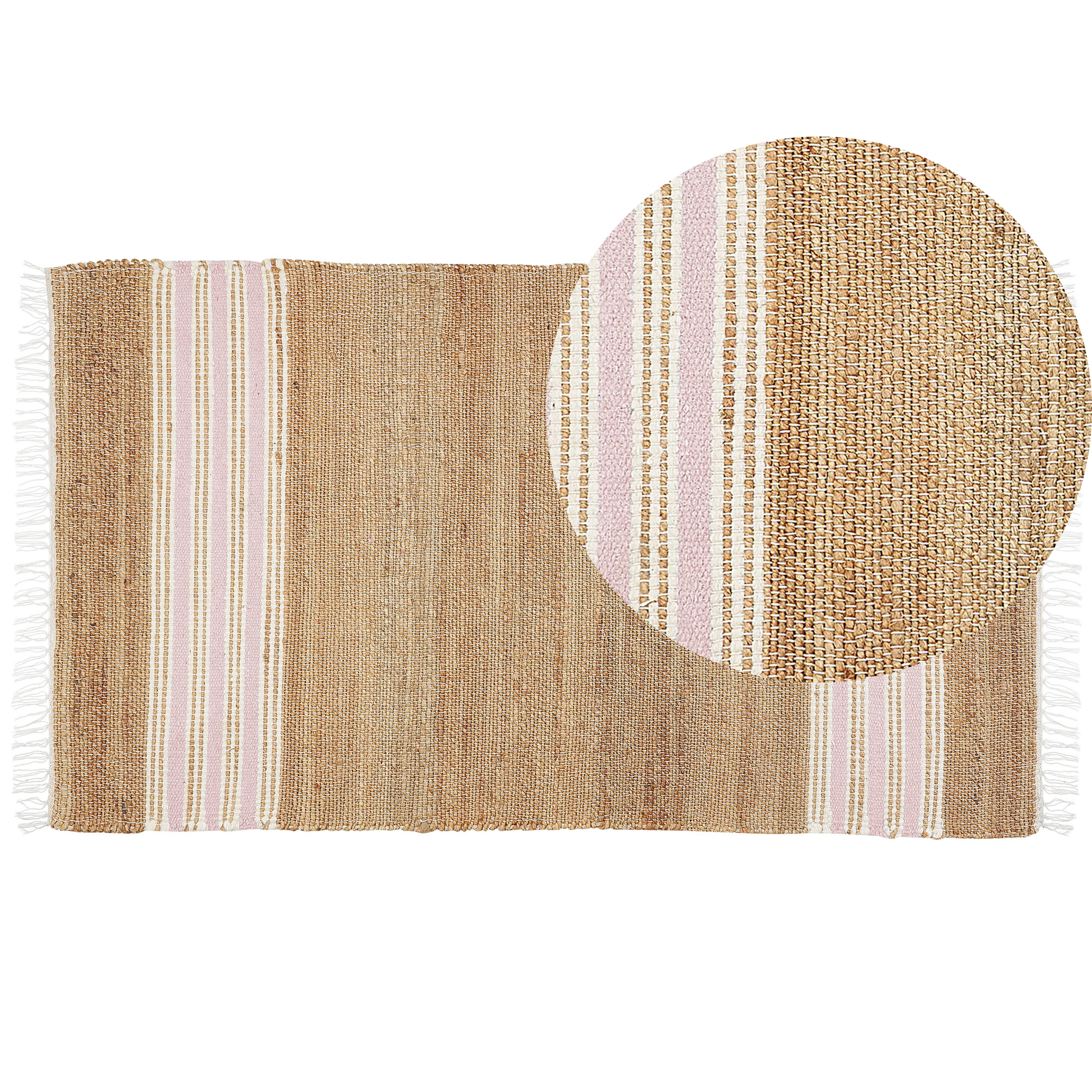 Grand Tapis Tissé Main 190x100cm - Coton Multicolore Rayé (Art Déco) - Indischerbasar