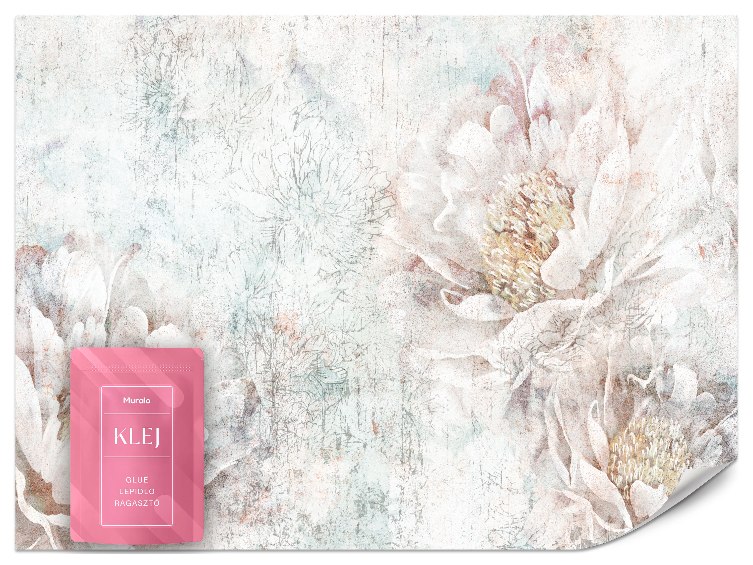 FOTOTAPETA DO SALONU DUŻE KWIATY PIWONIE PEONIE STYL VINTAGE MURAL 400x280