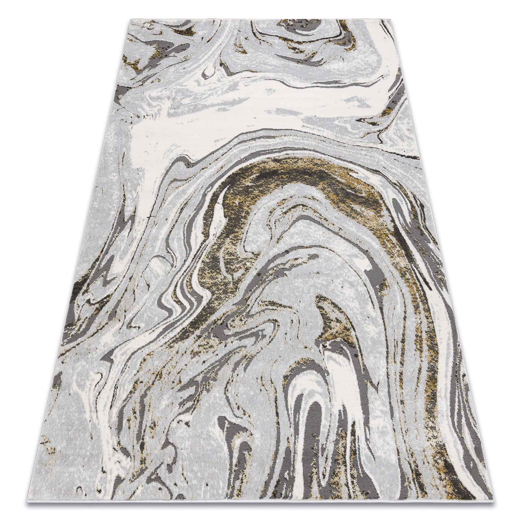 Alfombra lira e1686 abstracta, estructural, moderna, glamour - gris / dorado 240x330 cm