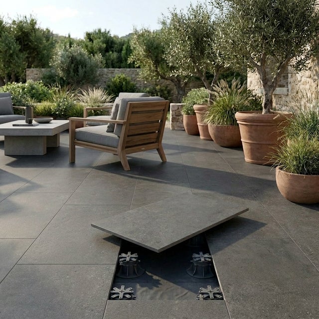 Dalle extérieur sur plots Design 2.0 anthracite R11 60x120 cm - Réflex Boutique
