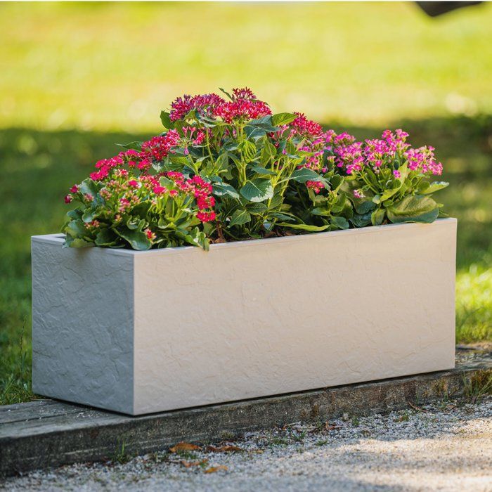 Balconnière rectangulaire Volcania Up effet pierre 25 L - Beige calcaire- Eda - 5
