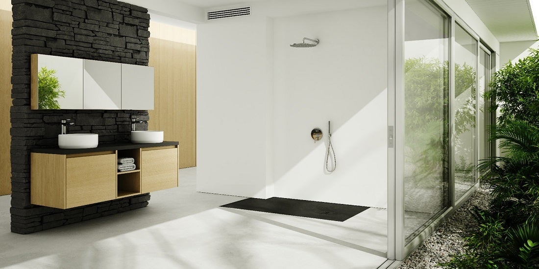 Receveur de douche extra plat TYTANIT couleur : pierre noir surface antiderapant découpable 90 cm x 140 cm + siphon extraplat viega - 2