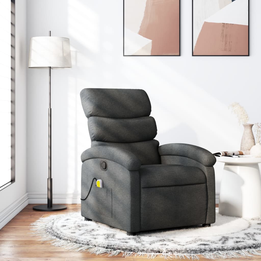 Fauteuil de Salon，Chaise，Fauteuil inclinable de massage gris foncé tissu - 2