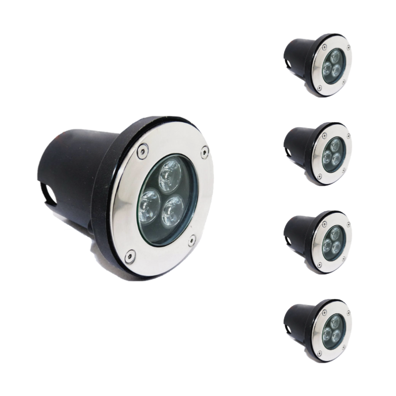 Spot LED Encastrable Extérieur IP65 220V Sol 3W 80° (Lot de 5) - Blanc Neutre 4000K - 5500K - SILAMP - 6