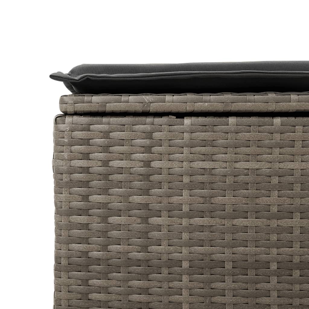 vidaXL Tabouret de jardin avec coussin gris 55x55x37 cm résine tressée - 5