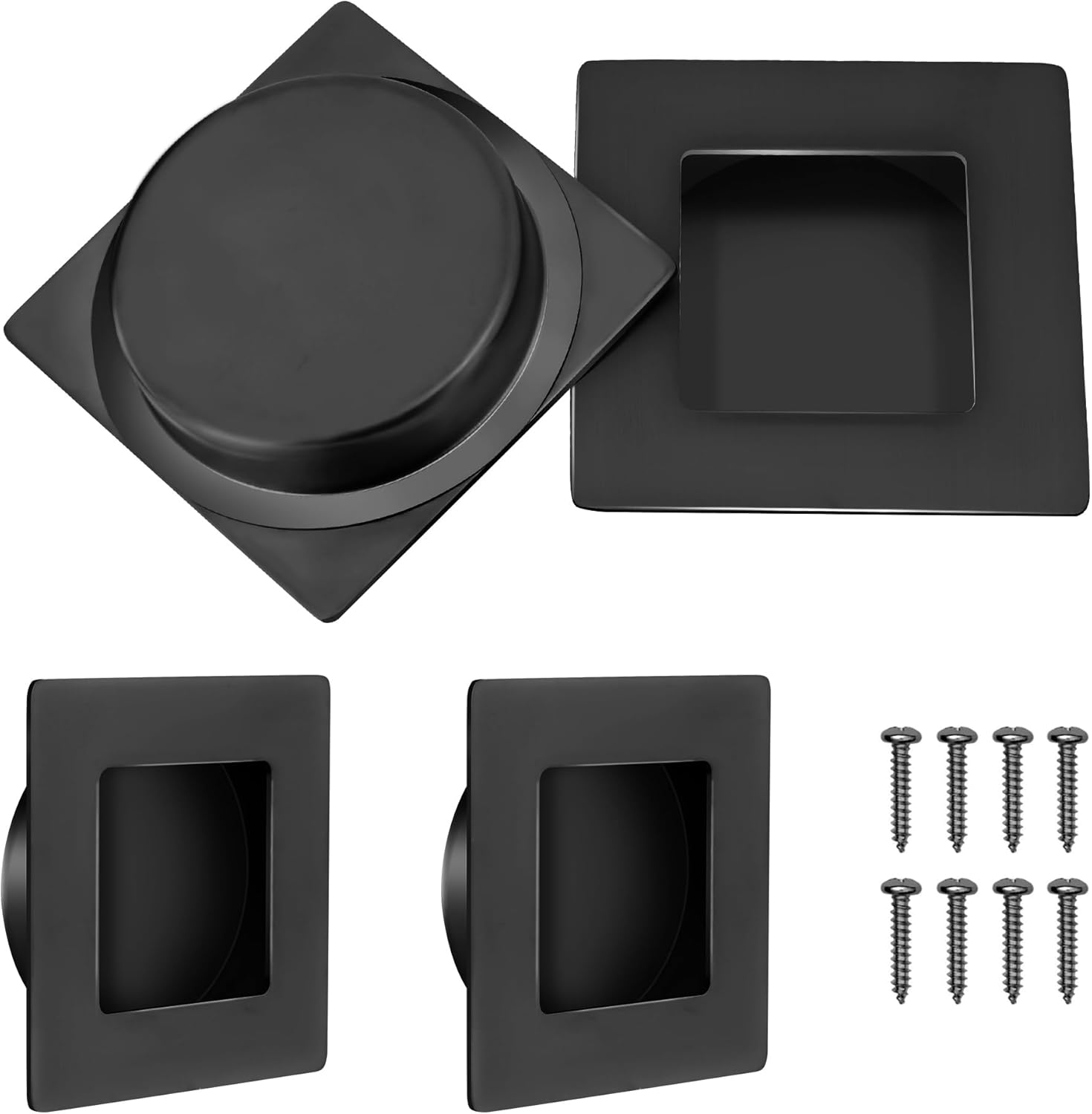 Poignées De Porte Encastrées, Poignées Carrées, Acier Inoxydable 304 Brossé (lot De 4, Diamètre