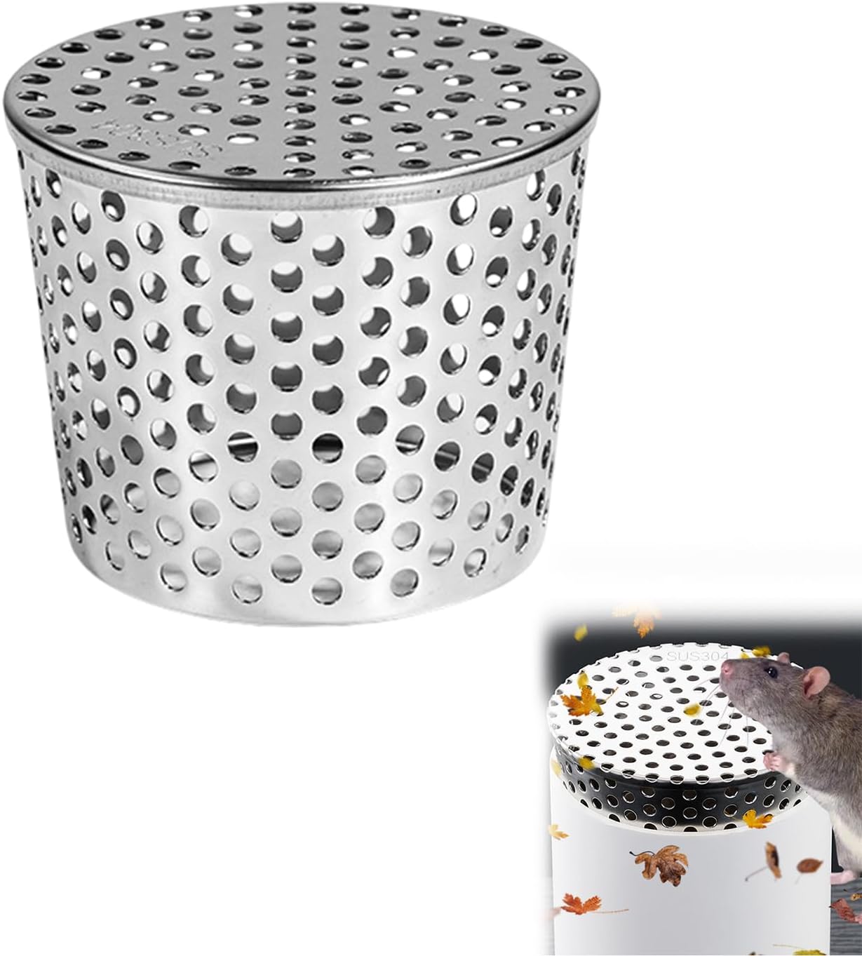 Sitko do drenażu ze stali nierdzewnej o średnicy 9 cm - Zapobiega przedostawaniu się węży, szczurów, ptaków i opadłych liści do Twojego domu