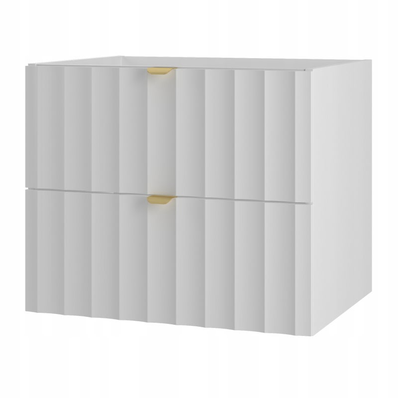 Szafka łazienkowa ARCOS 60 cm biała ryflowana wisząca złoty uchwyt