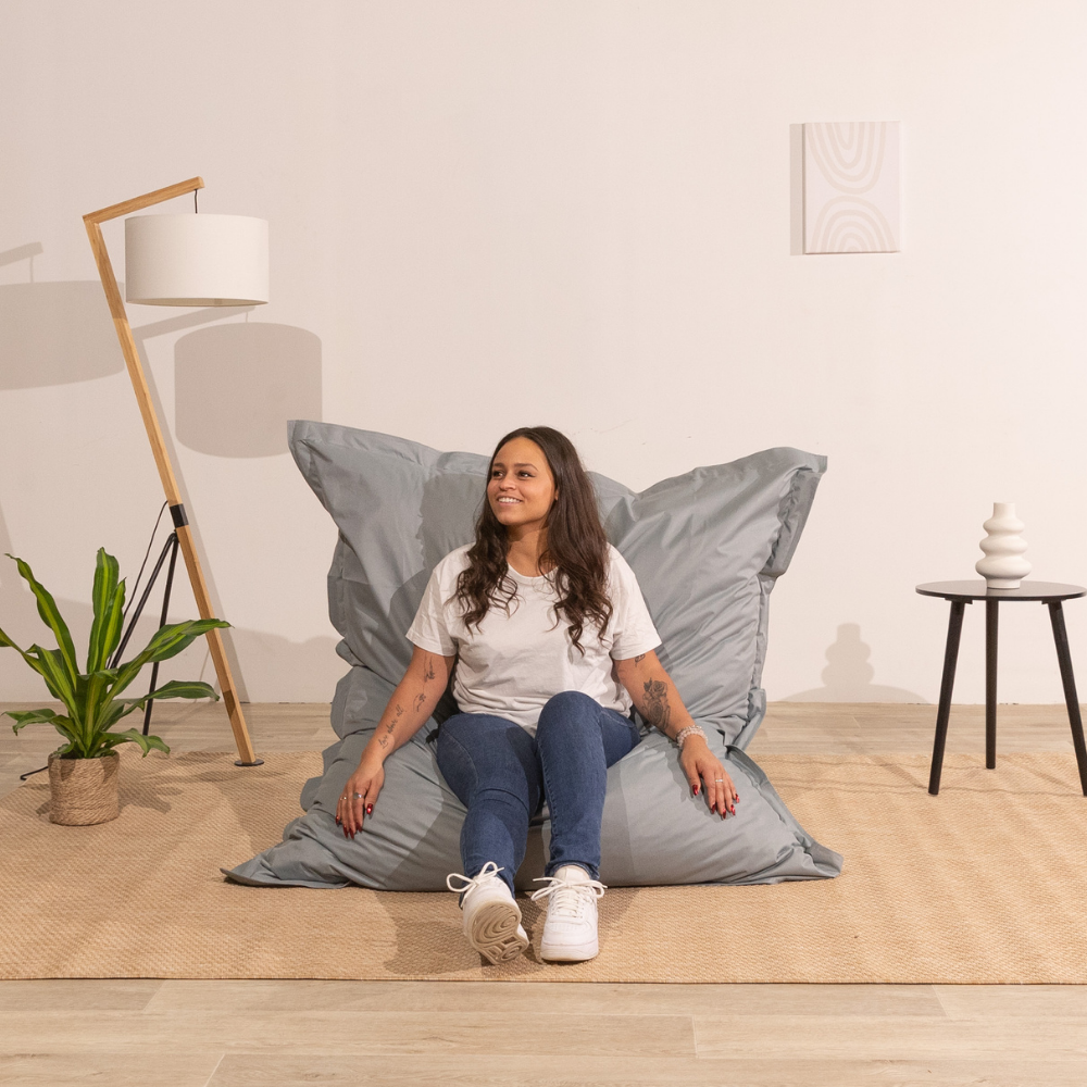 Pouf extérieur imperméable anti-uv déhoussable BANANAIR 140 x 180 cm gris clair - 3