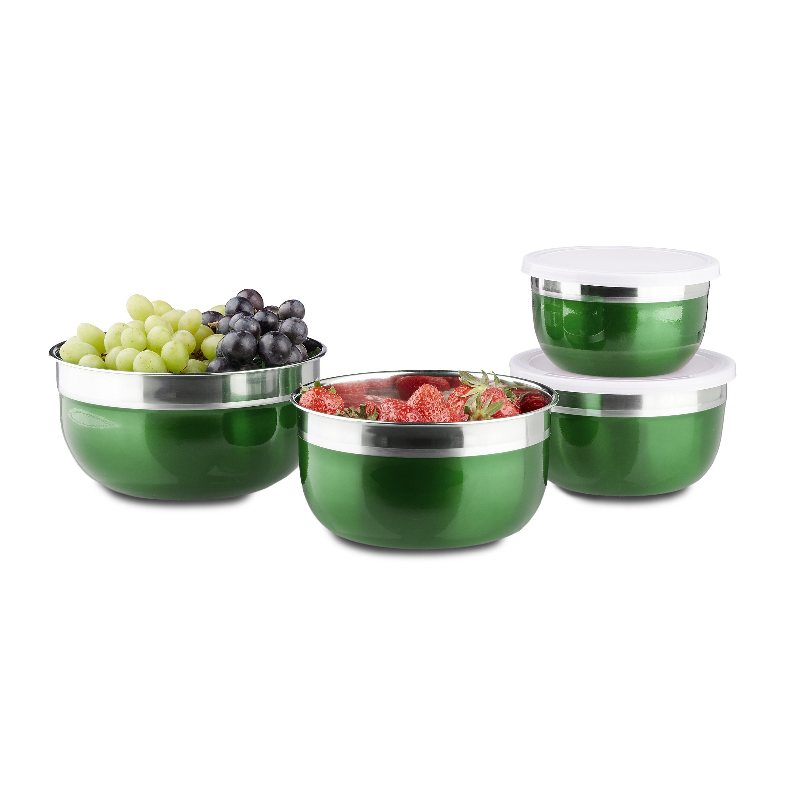 Set 4 Ciotole KitchenAid Rosse Con Coperchio | Per Preparare E Conservare Cibo