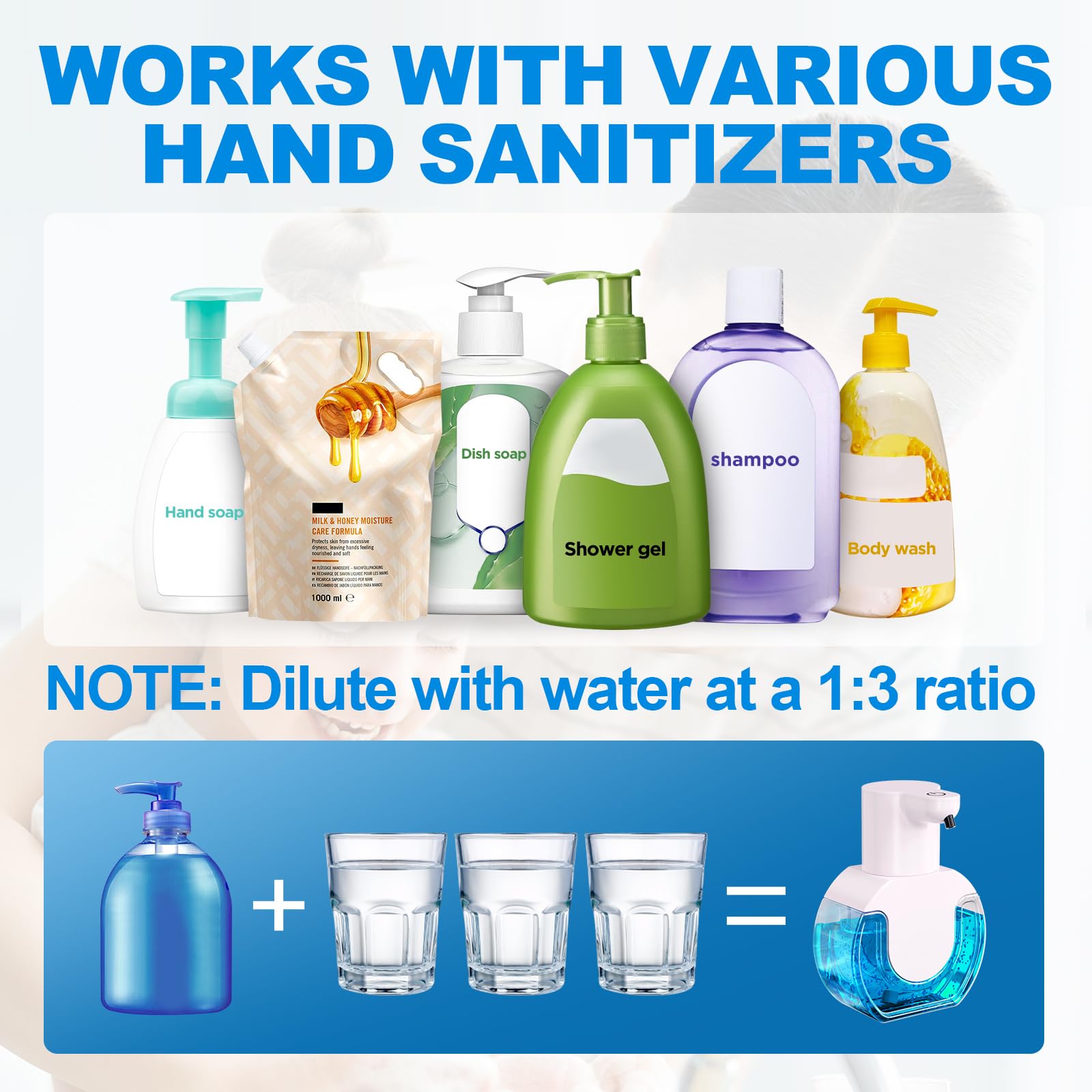 420 ML Distributeur de Savon Automatique,IPX5 étanche sans Contact Distributeur Savon Mousse avec Capteur Infrarouge, Rechargeable par USB - 5