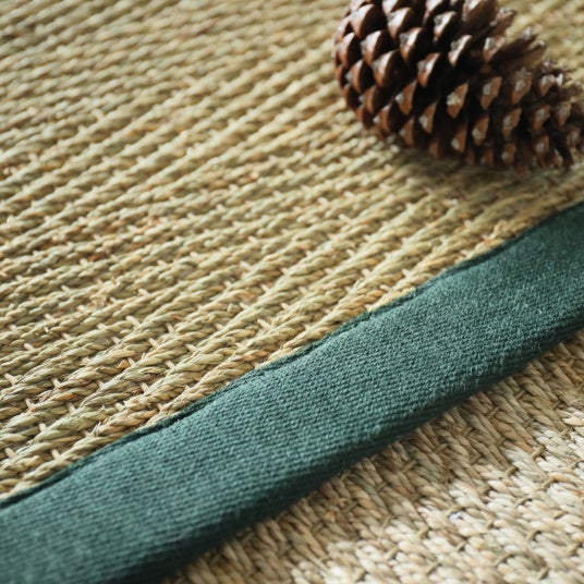 Tapis Jonc de mer - Assam chevron - Ganse lin vert sapin - 160 x 230 cm - 4