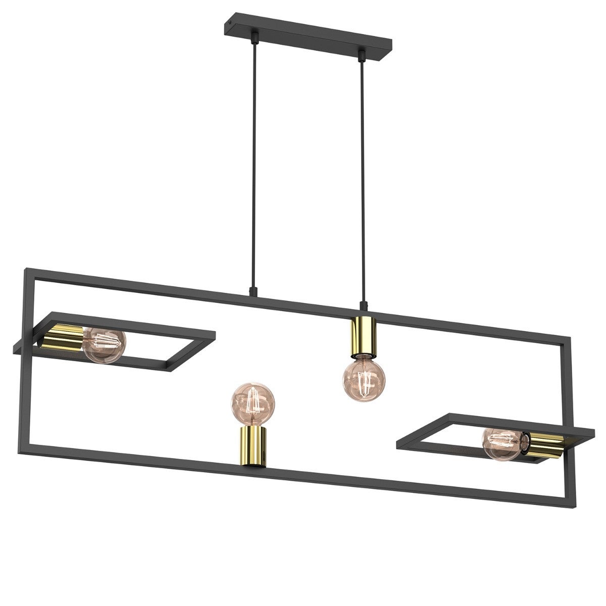 Lampa wisząca Belfort czarny mat-złoty połysk 4xE27x15W wym: 90 x 100 x 20 cm metal Luminex