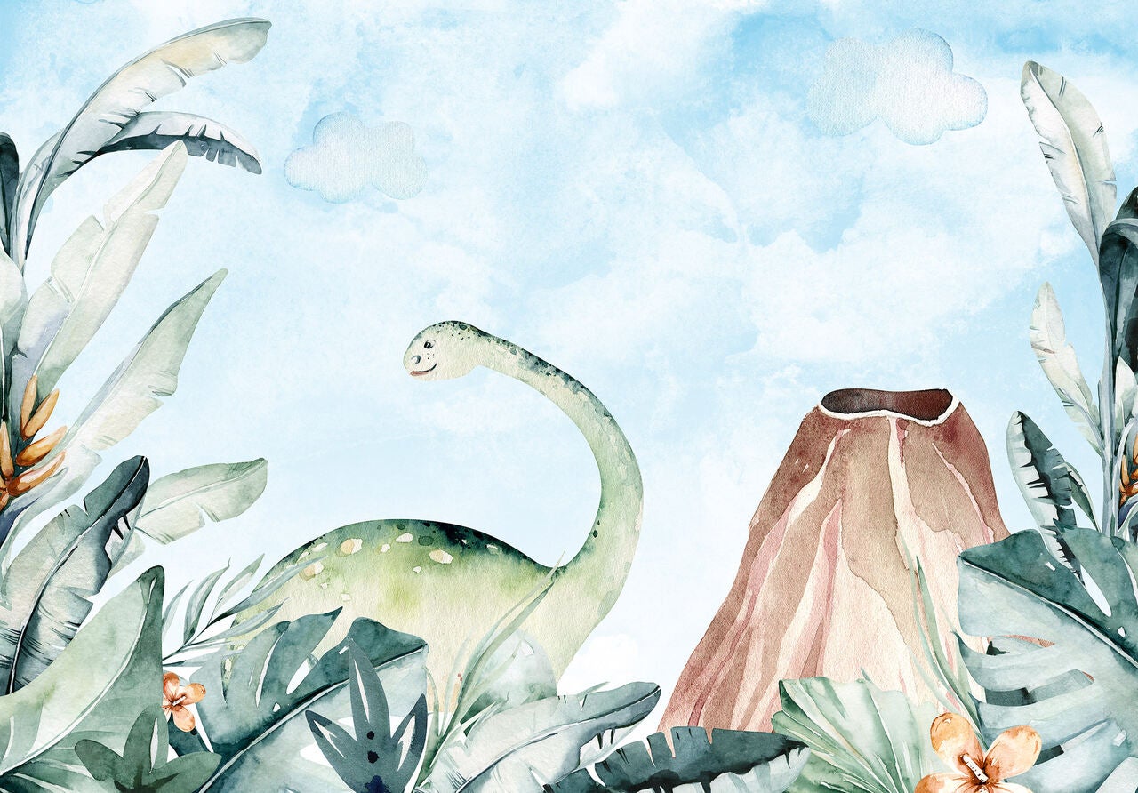 Papier Peint Enfant Dinosaure Intissé Panoramique 416x254 cm - Colle incluse - Chambre d'enfant - Trompe l'oeil moderne - 7