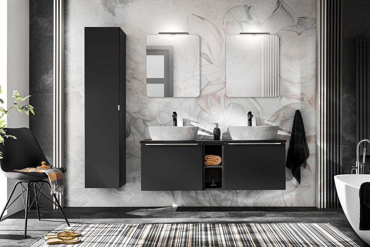 Zestaw mebli łazienkowych 120cm Comad Santa Fe Black z umywalkami nablatowymi - 9