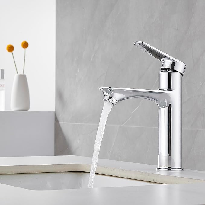 Jednouchwytowa bateria umywalkowa, Jednouchwytowa bateria łazienkowa, Niskoszumowa ceramiczna bateria umywalkowa, Korpus z mosiądzu, Chromowana