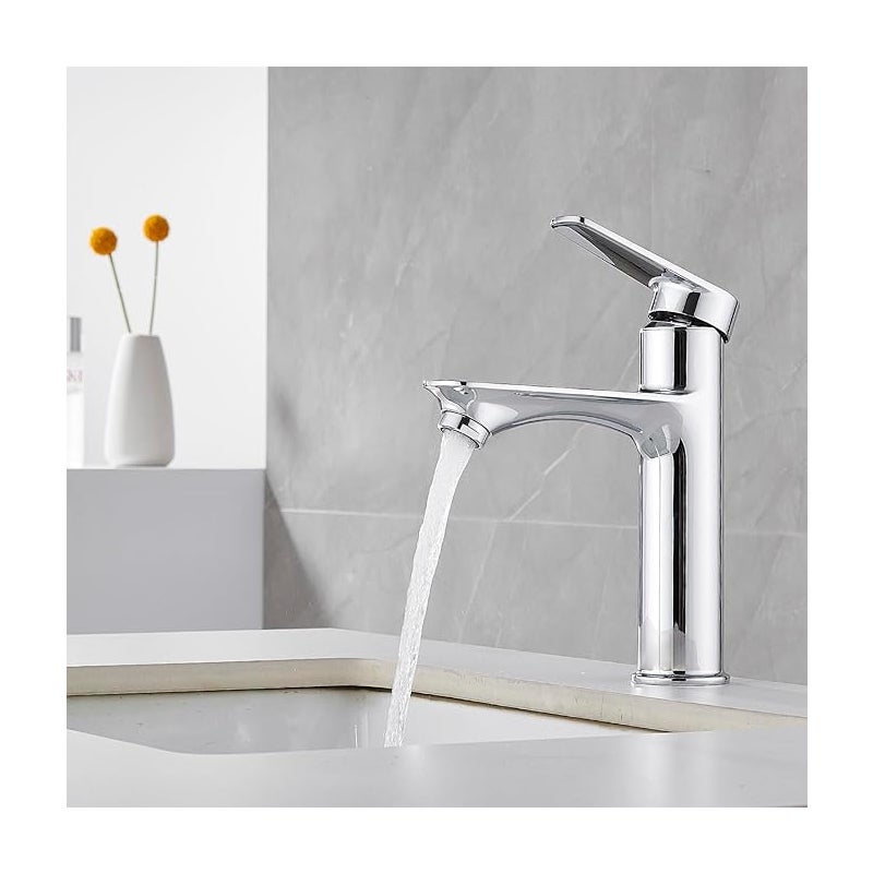 Jednouchwytowa bateria umywalkowa, Jednouchwytowa bateria łazienkowa, Niskoszumowa ceramiczna bateria umywalkowa, Korpus z mosiądzu, Chromowana