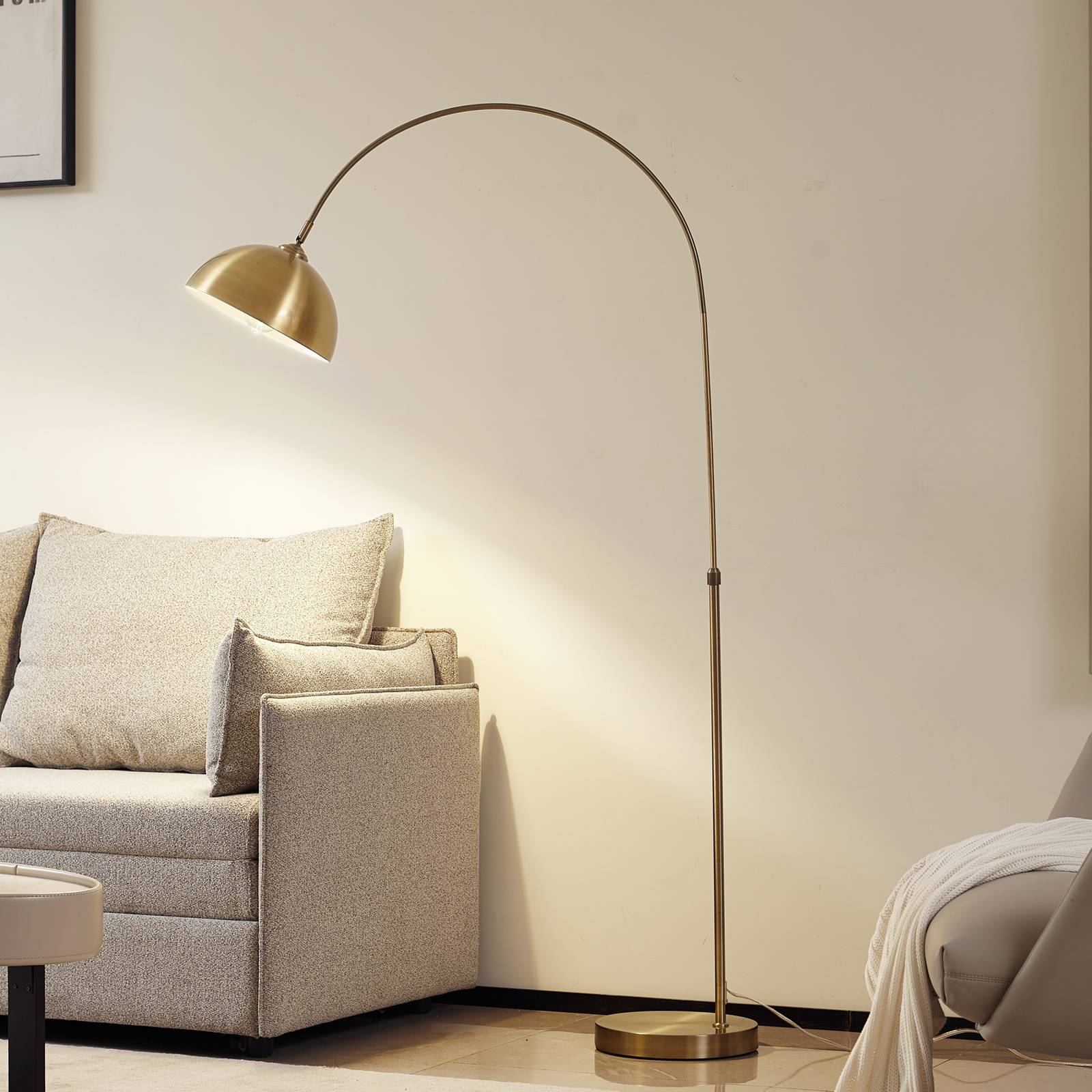 Lampada Da Terra Ad Arco Lindby | In Metallo Oro E Vetro, Altezza 140 Cm, Con Interruttore A Pedale, Moderna Per Soggiorno - 3