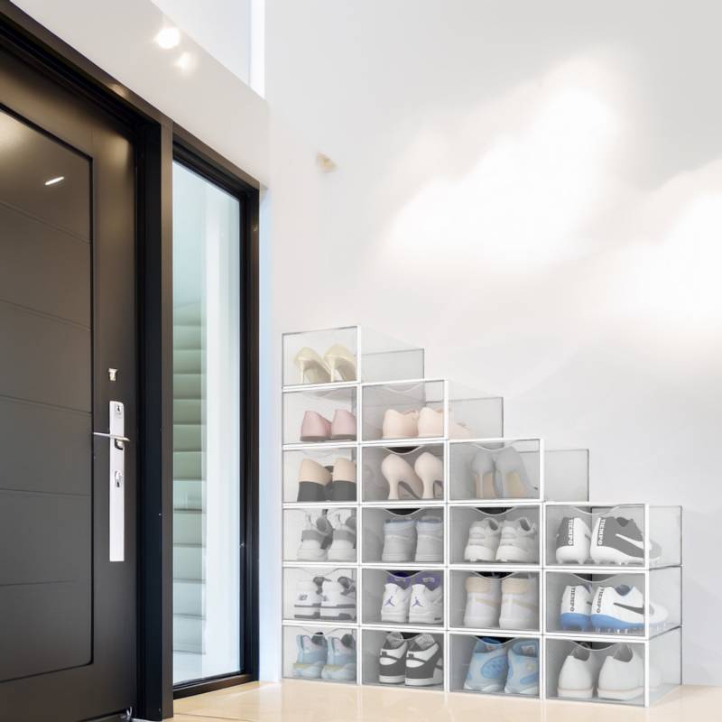 Range chaussure - Boites à chaussures - Blanc et transparent - Lot de 18 - SECURY-T - 4