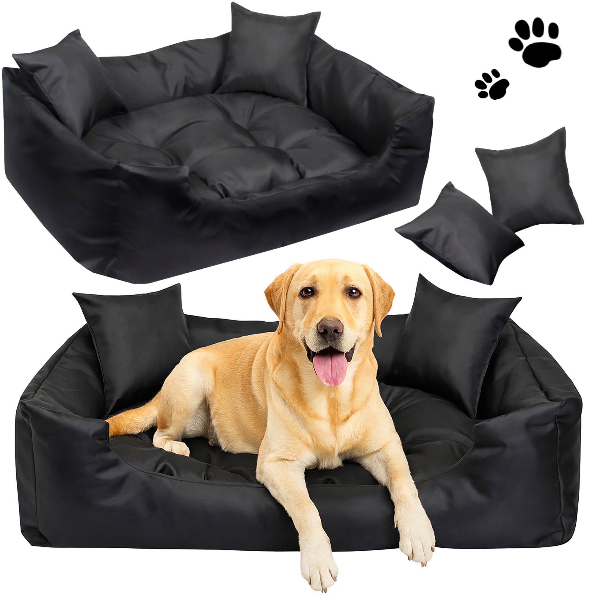 Legowisko Dla Psa EDANTI Wodoodporne Posłanie Kanapa Sofa 130x105 cm Czarne 1 szt.