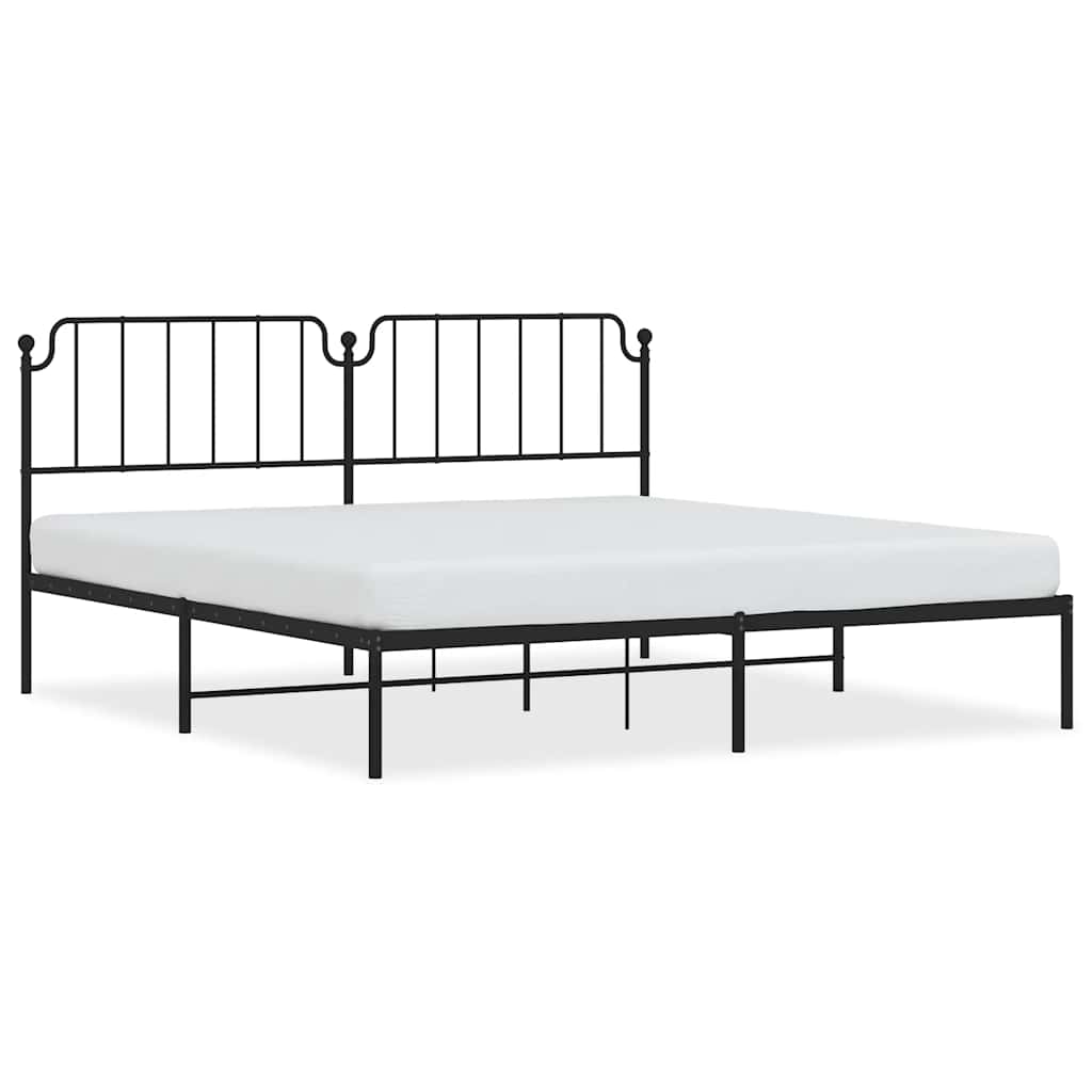 Łóżko Metalowe Czarne Rama Łóżka Ze Stelażem Do Sypialni Pokoju 193x203 cm