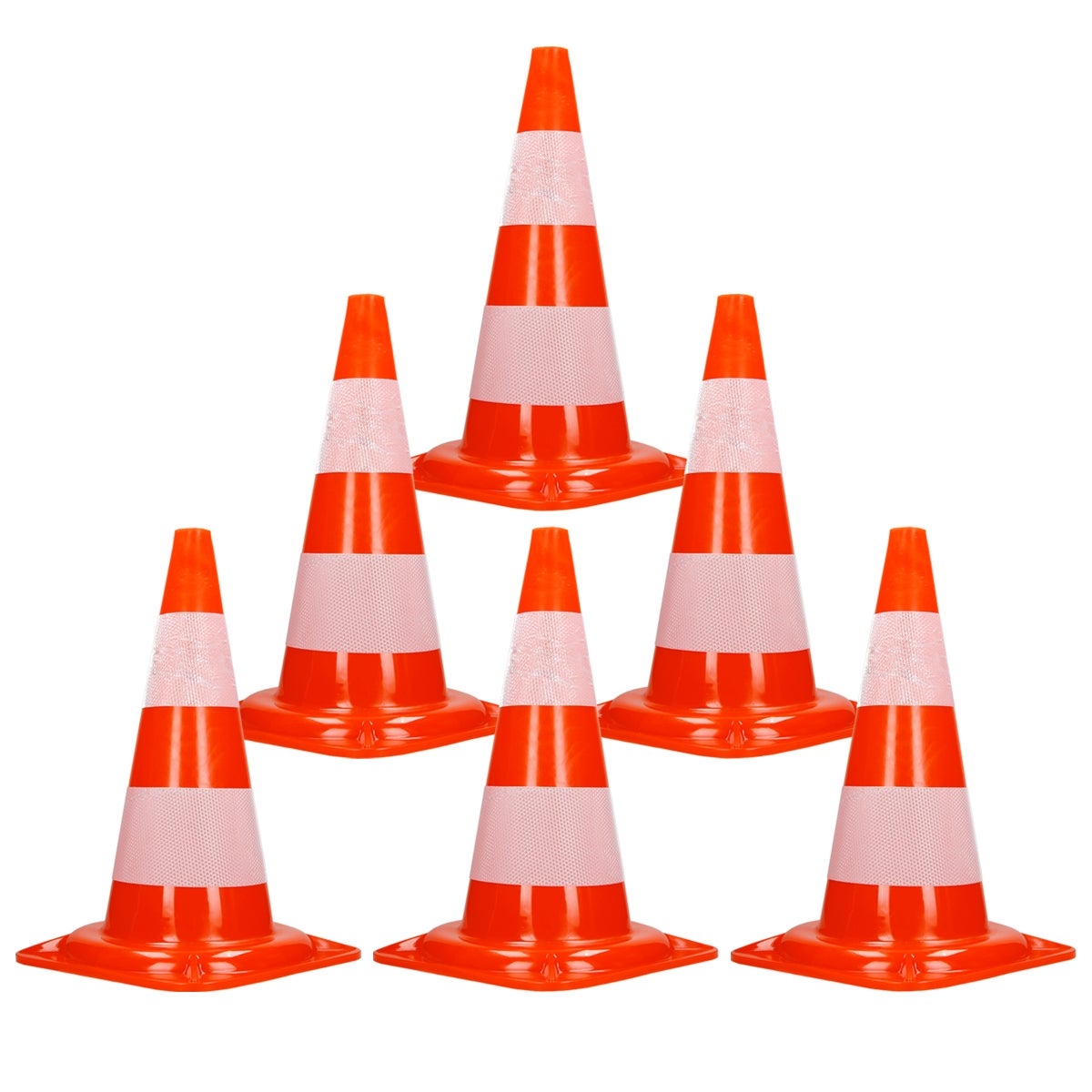 ECD Germany 6 sztuk pacholków drogowych 50 cm pomaranczowo bialych odblaskowych Pacholki ostrzegawcze drogowe zwiekszajace bezpieczenstwo idealne