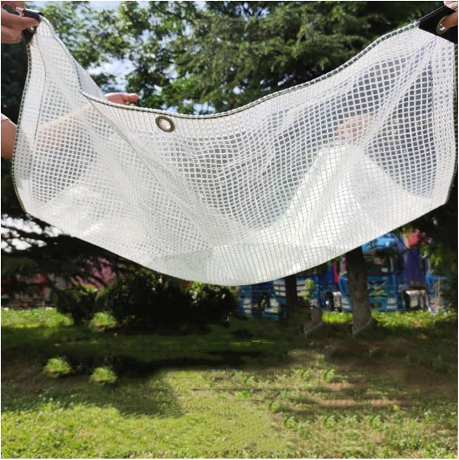 Lona de malla transparente impermeable con ojales, resistente a los rayos uv y al desgarro, para jardín, terraza, cenador e invernadero, 2 x 5 m/6,5