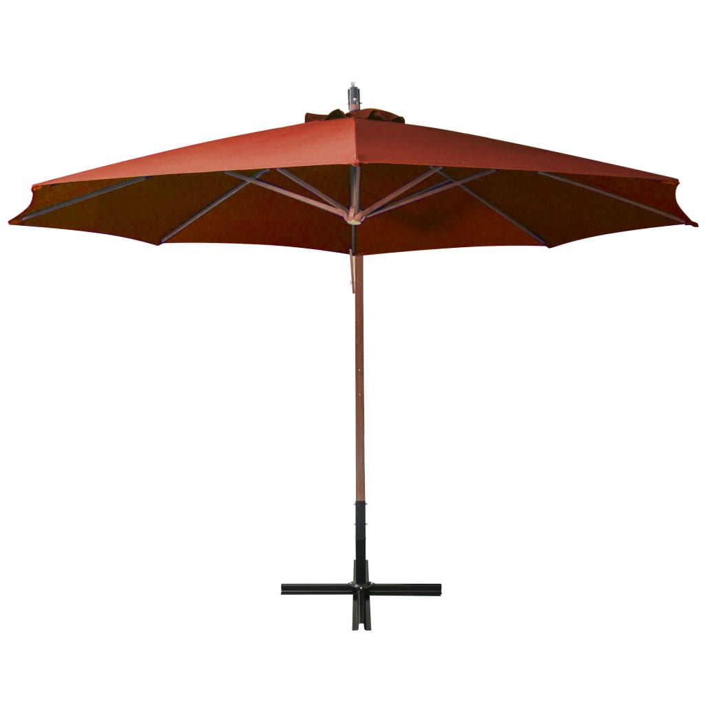 Parasol suspendu avec mât Terre cuite 3,5x2,9 m Bois de sapin - 4
