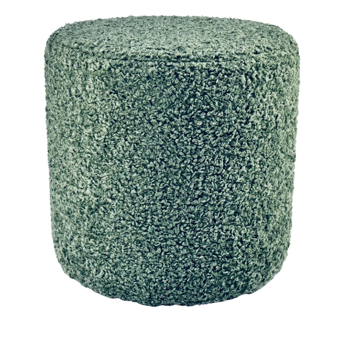 Pufa 40x40 cm kwadratowa ROLF tkanina baranek bouclé stylowy podnóżek dodatek do wnętrz turkusowa