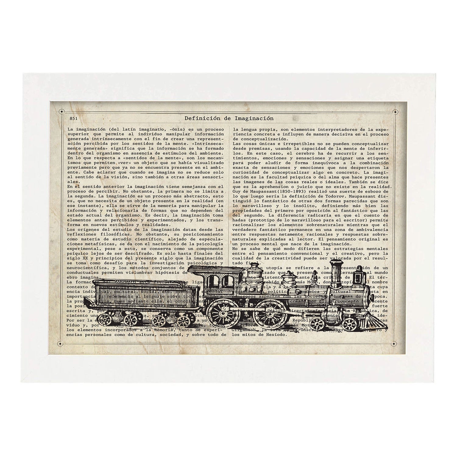 Affiches D'objets Vintage Lame De Locomotive Vintage Avec Des Images D'objets Et D'instruments Vintage, Avec Des Définitions En Espagnol Cadre Noir A4 - 2