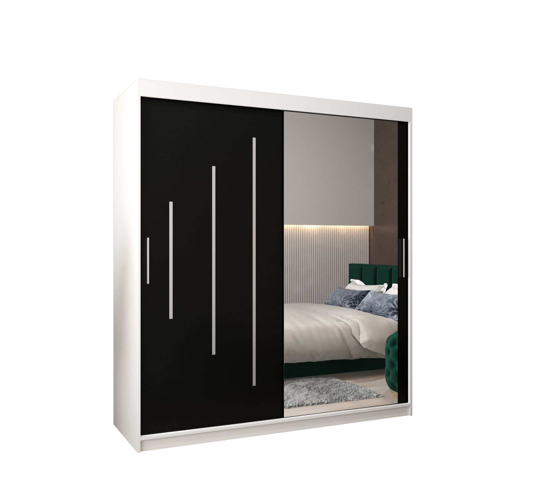 Szafa przesuwna garderoba York 2 180 x 62 x 200 cm Biały + Czarny - Abiks Meble