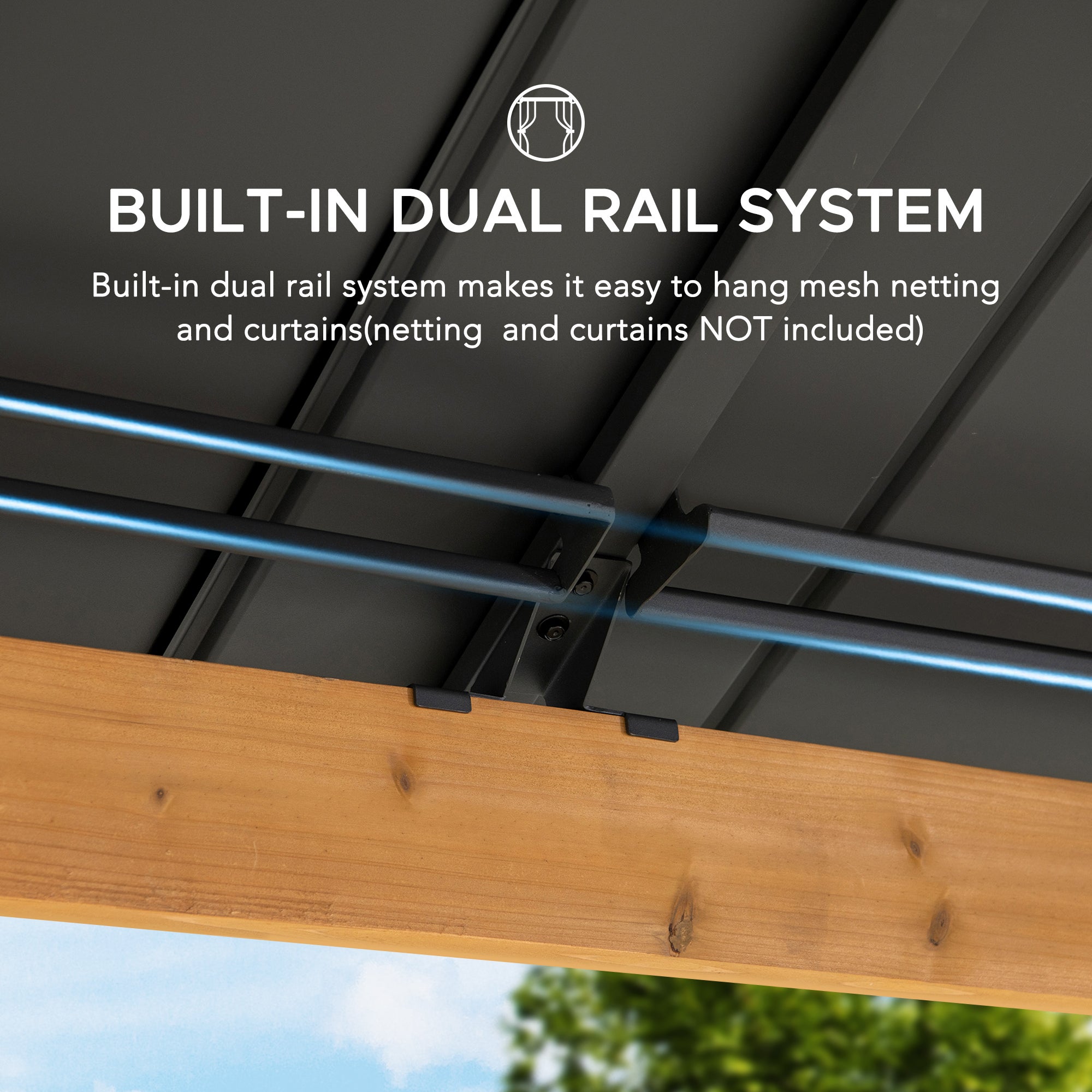 Tonnelle en bois de cèdre RIMO - 390cm x 450cm, anthracite - 11