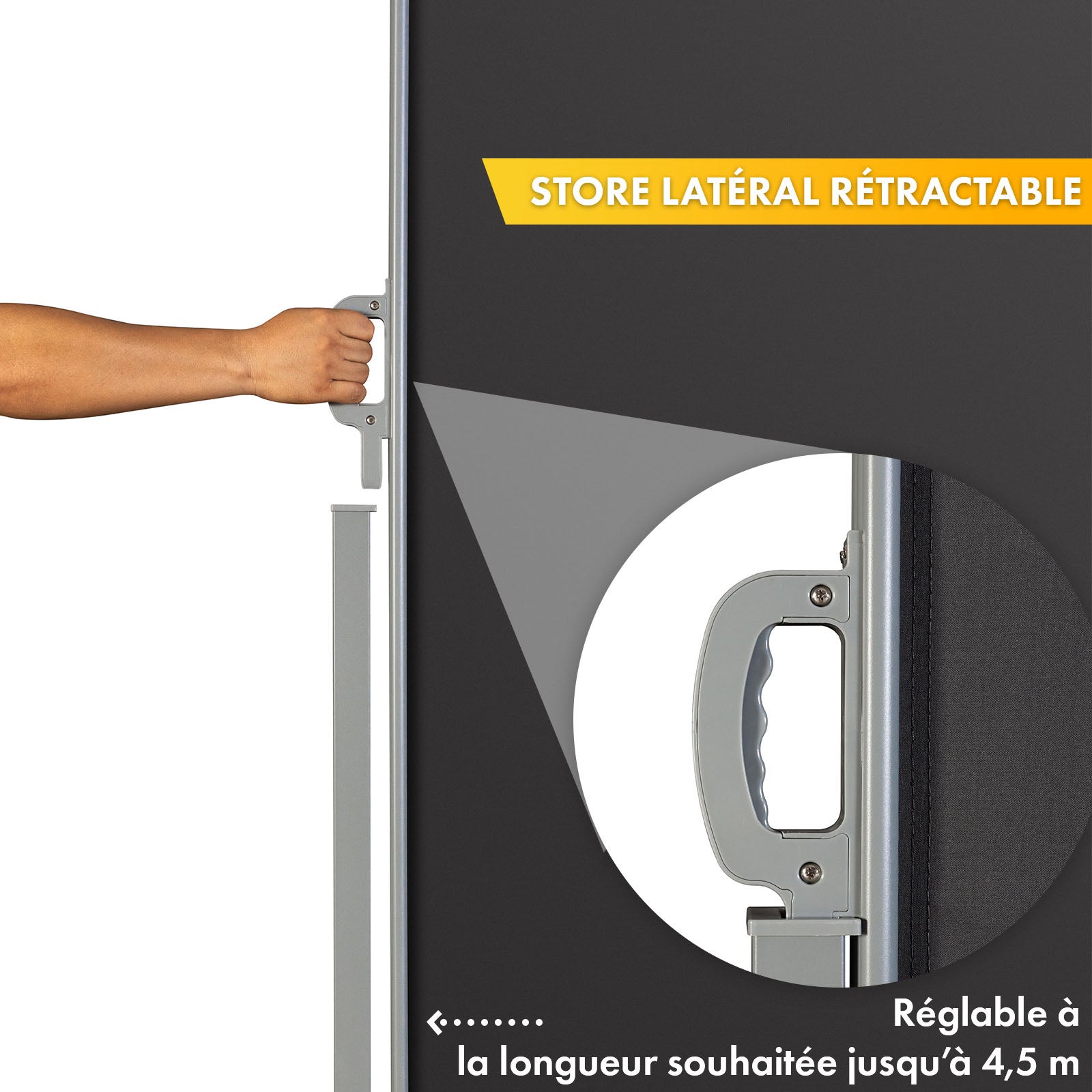 Toldo lateral exterior cortavientos para terraza, estructura de aluminio, Antracita 140 x 300 cm - 3