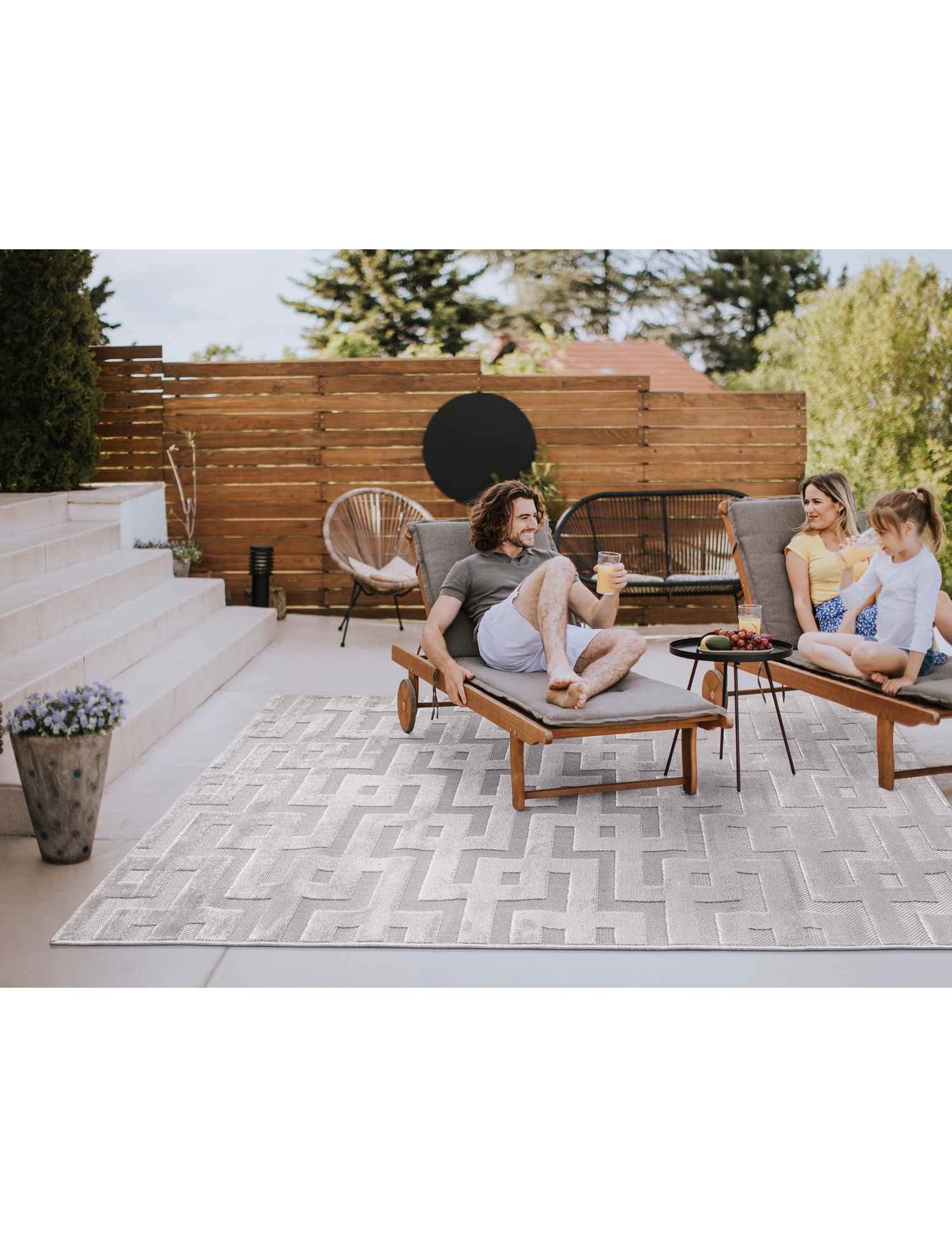 Dywan Multidecor Dora OUTDOOR na zewnątrz i do wewnątrz 160 x 220 cm labirynt szary 1 szt.