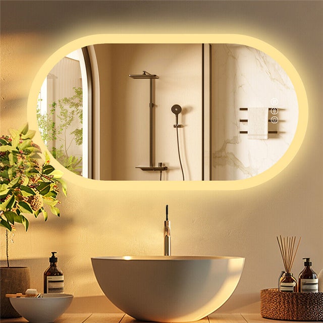 Mirroir Salle de Bain Mural Miroir Lumineux Anti Buée 100x50cm