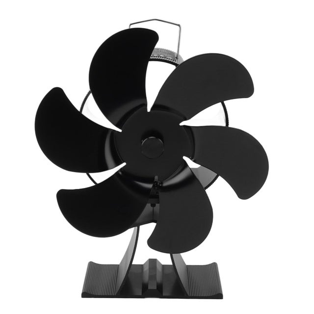 Ventilateur poêle à 6 pales noir alimenté par la chaleur Ventilateur de cheminée à entraînement thermodynamique Dissipation de chaleur Poêles à kér