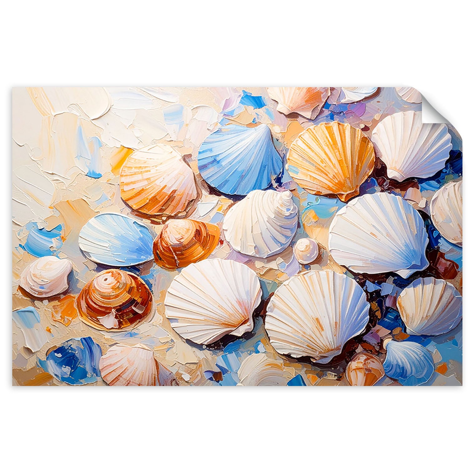 Naklejka na ścianę, Muszle Plaża Piasek jak malowany 120x80