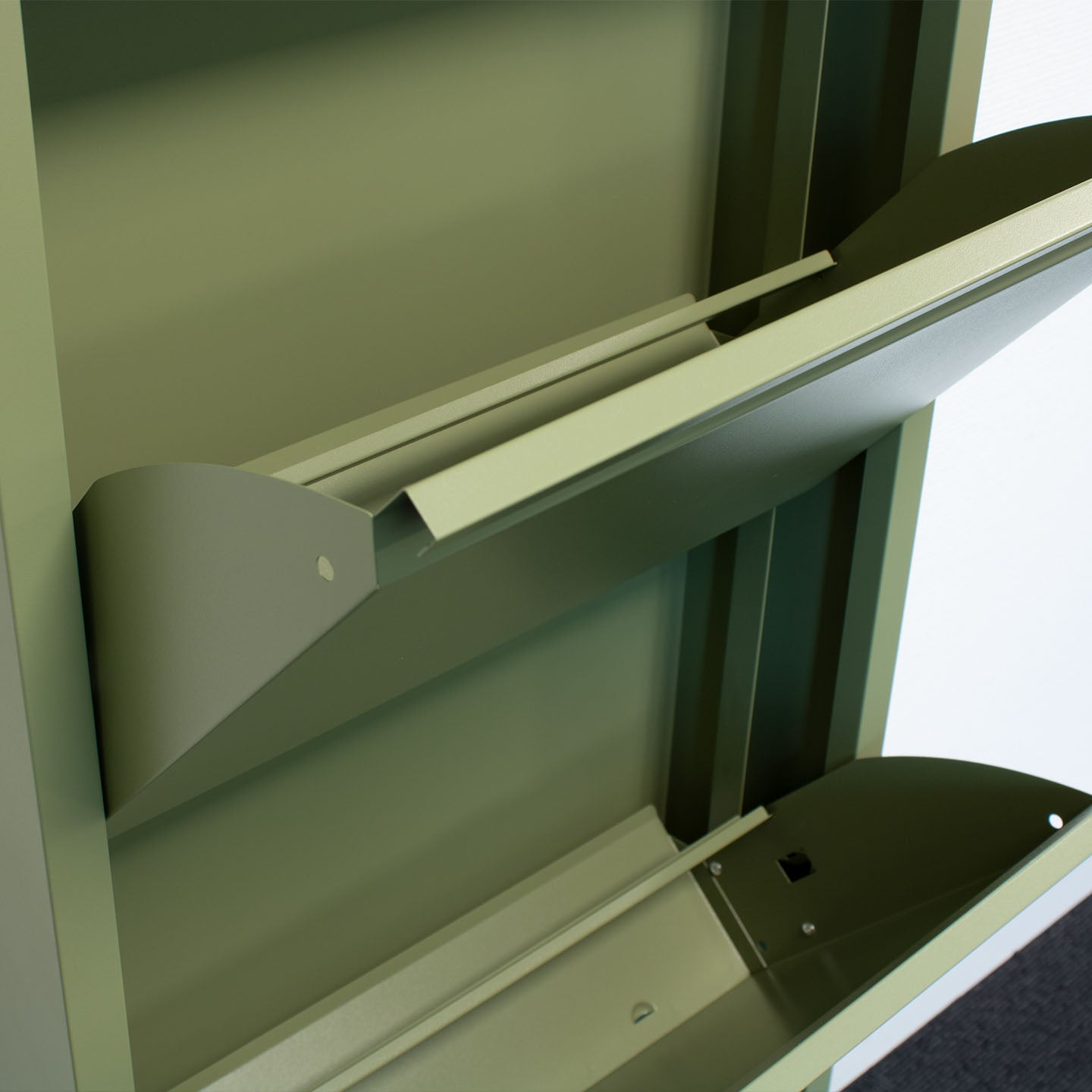 Pisa Armoire à chaussures à 3 rabats/portes en métal, vert. Livré entièrement monté. - 5