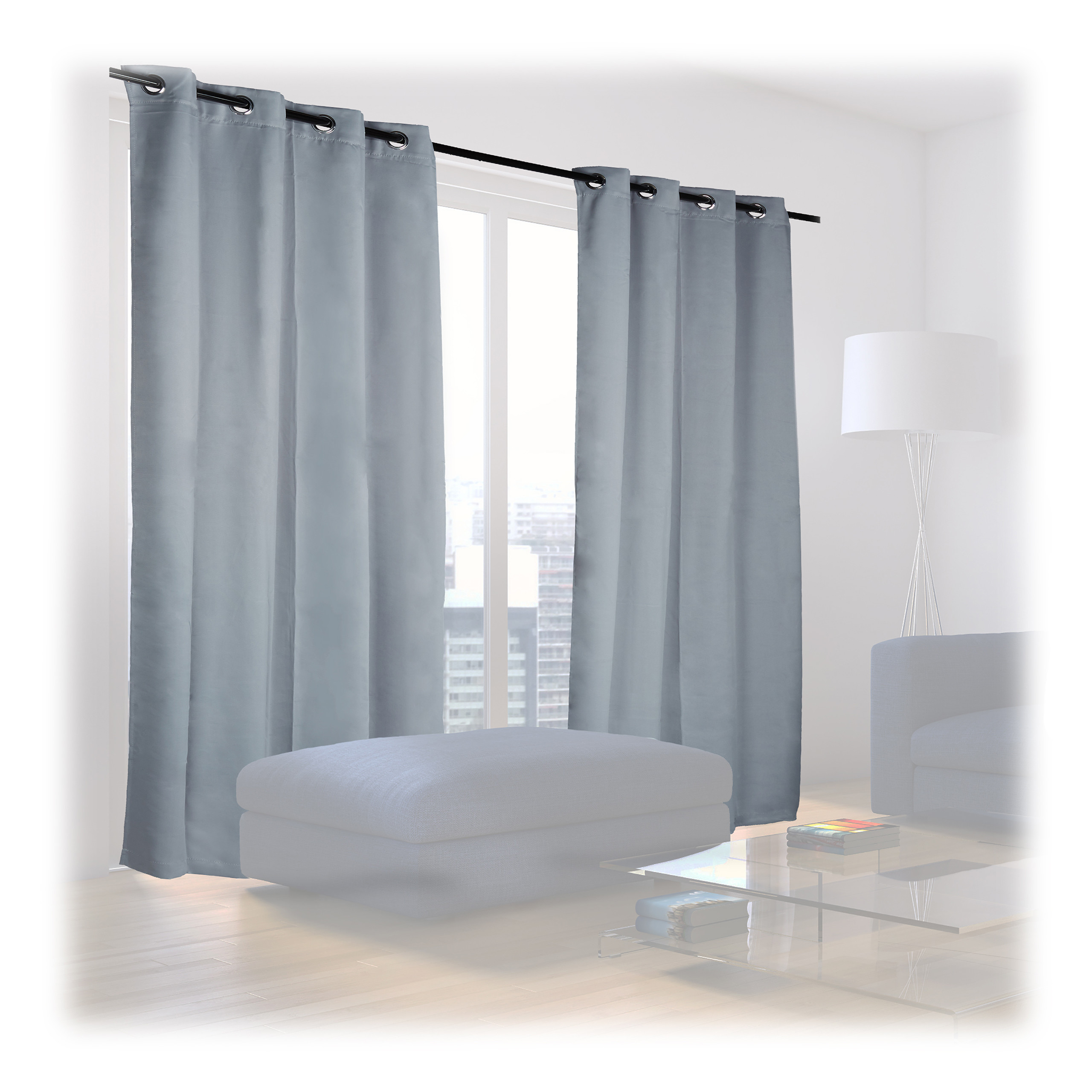 Relaxdays cortinas opacas con ojales, pack de 2, modernas, dormitorio salón o despacho, poliéster, 245 x 135 cm, gris