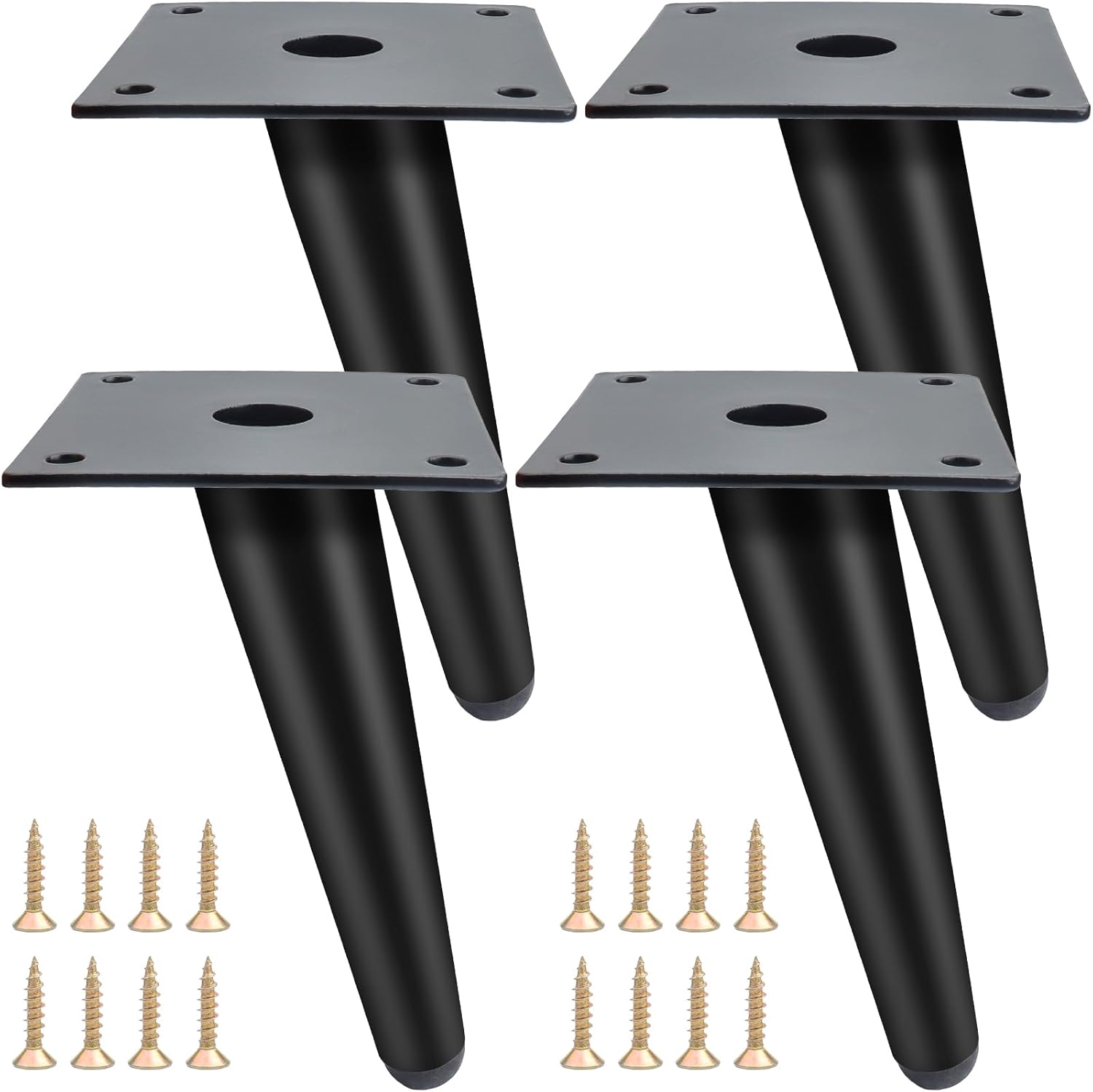 Set de 4 suporturi metalice oblice negre de 15 cm, antiderapante și silențioase, pentru canapea, pat, noptieră, dulap, măsuță de cafea 4buc