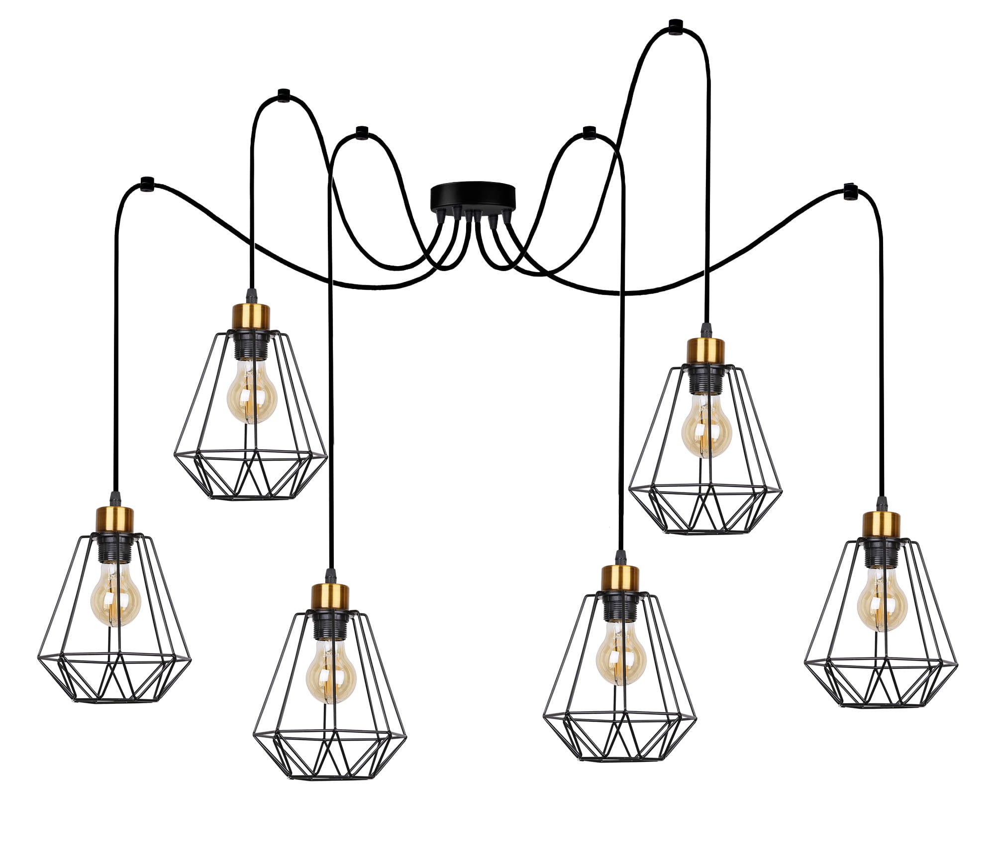 Lampa wisząca Primo czarno-złota 6xE27x60W wym: 200 x 19 x 19 cm metal Candellux