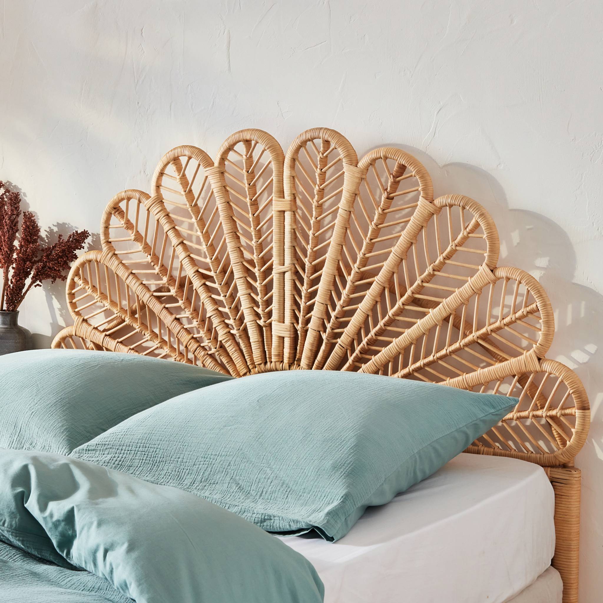 Tête de lit en rotin naturel L 140 x P6 x H115cm ANGGUN - 2