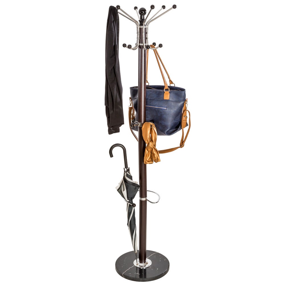 Appendiabiti nero/marrone in metallo 16 ganci, con portaombrelli e portaborse TECTAKE - 2