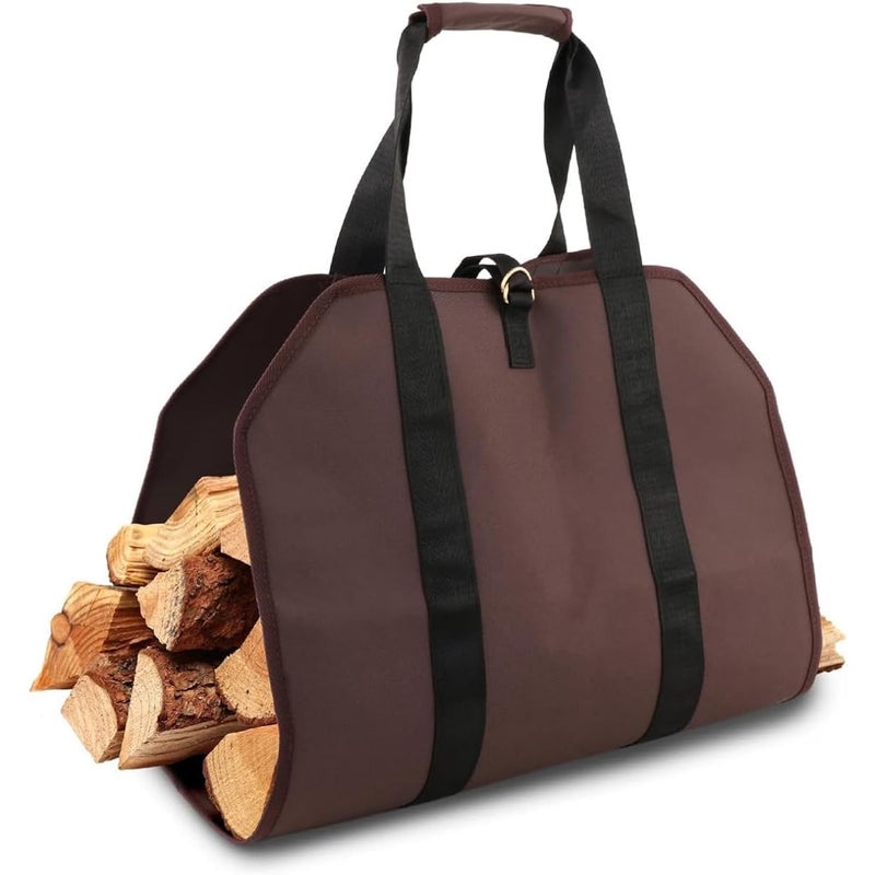 Worek na drewno opałowe, 1 sztuka, brązowy, płócienny, worek do przechowywania drewna opałowego, kosz na drewno opałowe