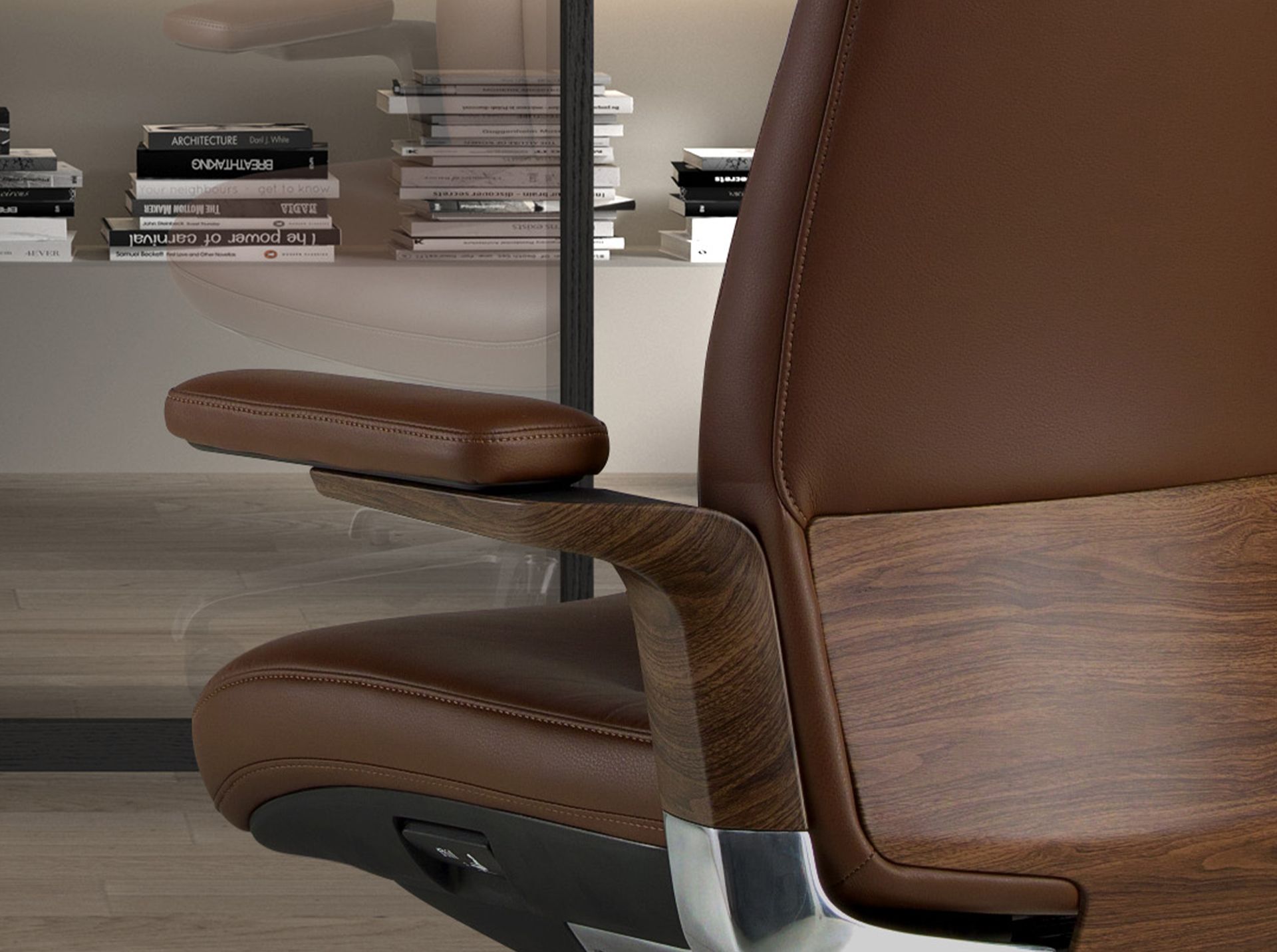 Silla oficina giratoria polipiel marrón 74 x 70 x 118 - 5