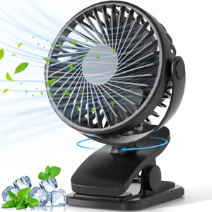 BXT Ventilatore Portatile USB Ricaricabile 2200 MAh - 3 Velocità Con Luce LED - Nero