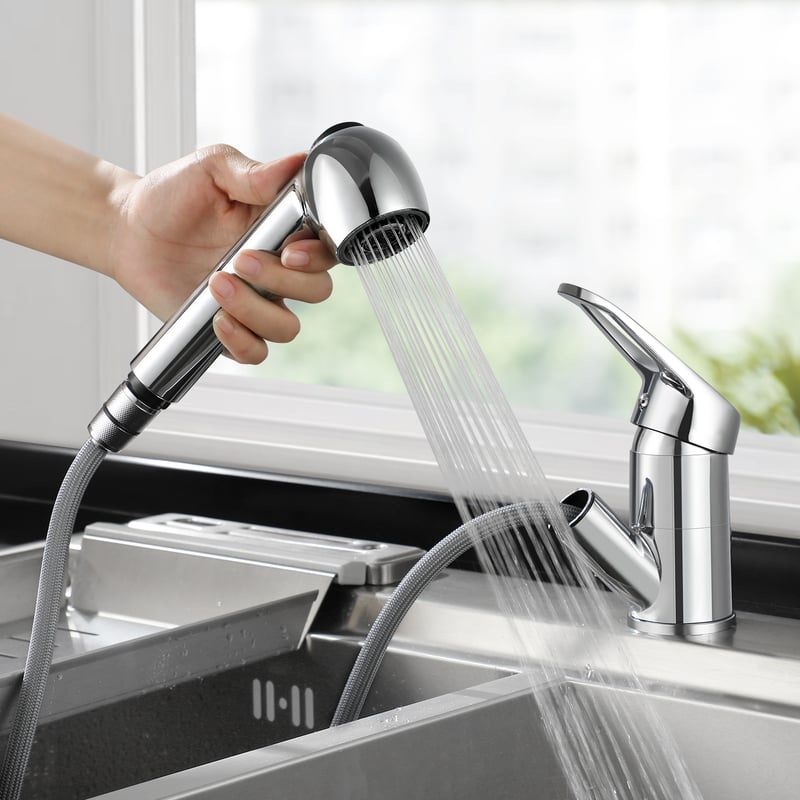 LOVHAUS Wyciągana Bateria Kuchenna, Jednouchwytowa Bateria Obrotowa 360°, 2 Tryby Natrysku, Bateria Wysokociśnieniowa