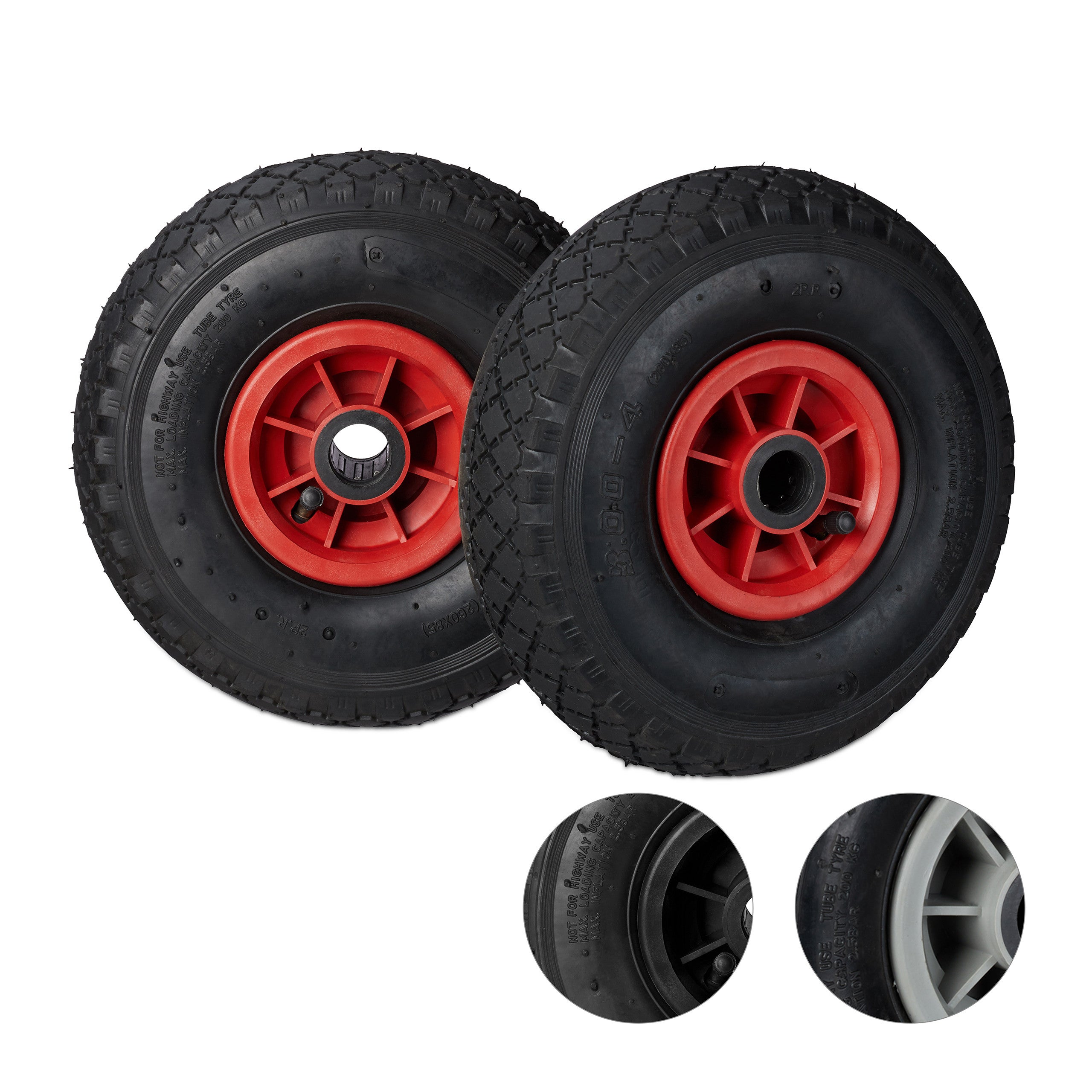 Lot De 2 Roues En Caoutchouc - Diamètre 185 Mm, épaisseur 37 Mm, Alésage 12 Mm, Neuf