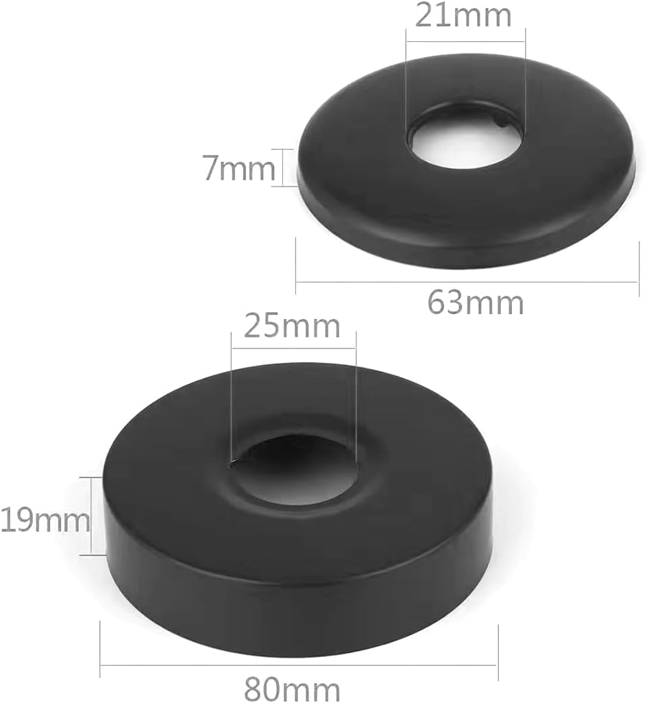 Lot de 2 rosace robinet noir de 25 mm (3/4") - rosace mitigeur douche