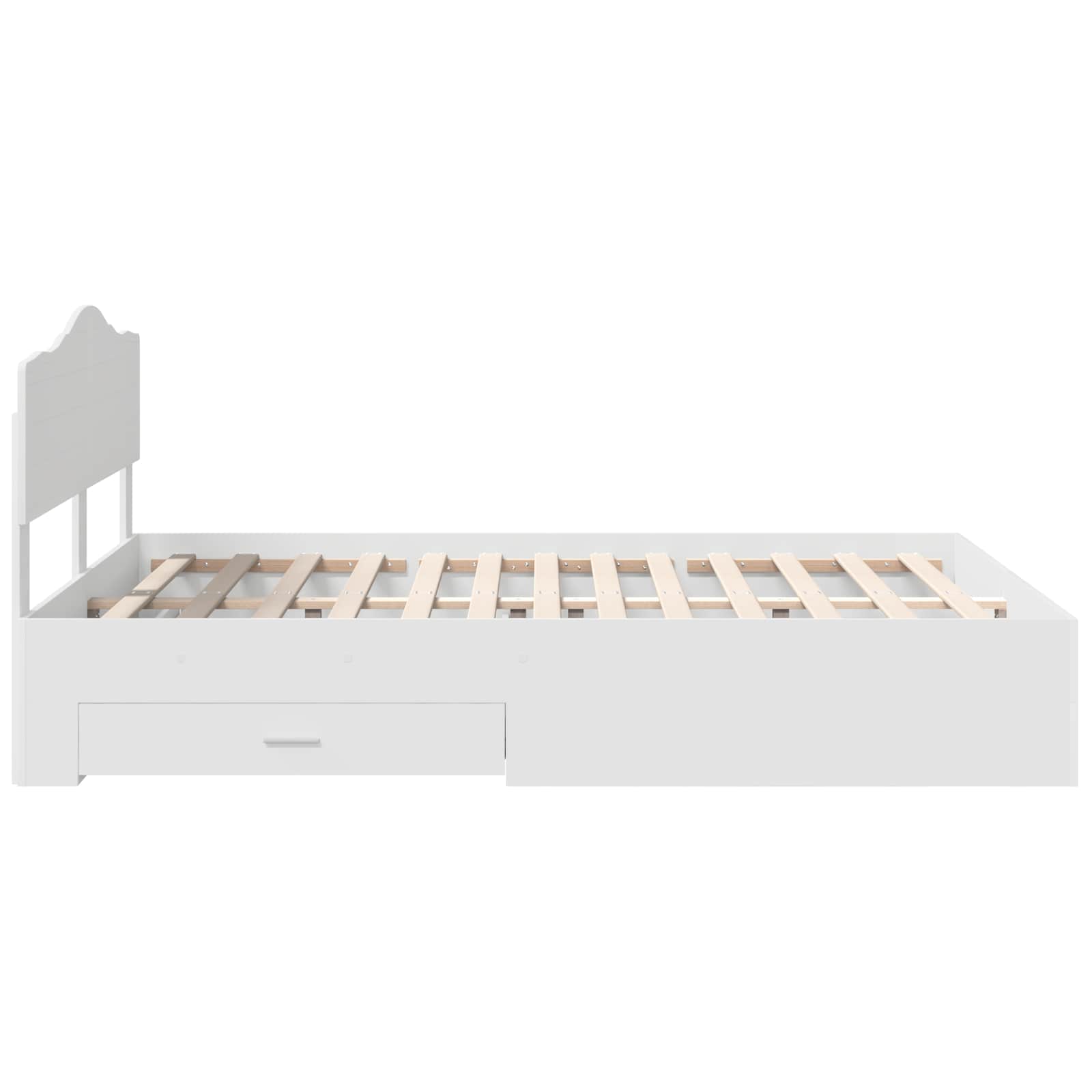 Cadre de lit avec tiroir blanc 140 x 190 cm panneau de bois - 9
